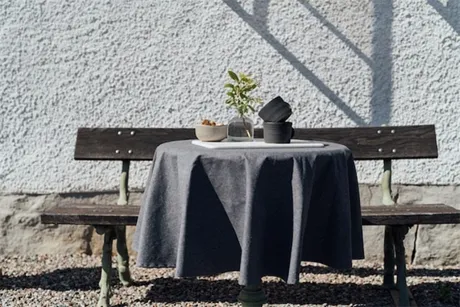 Recycled Round Tablecloth Elin, Dark Grey/White