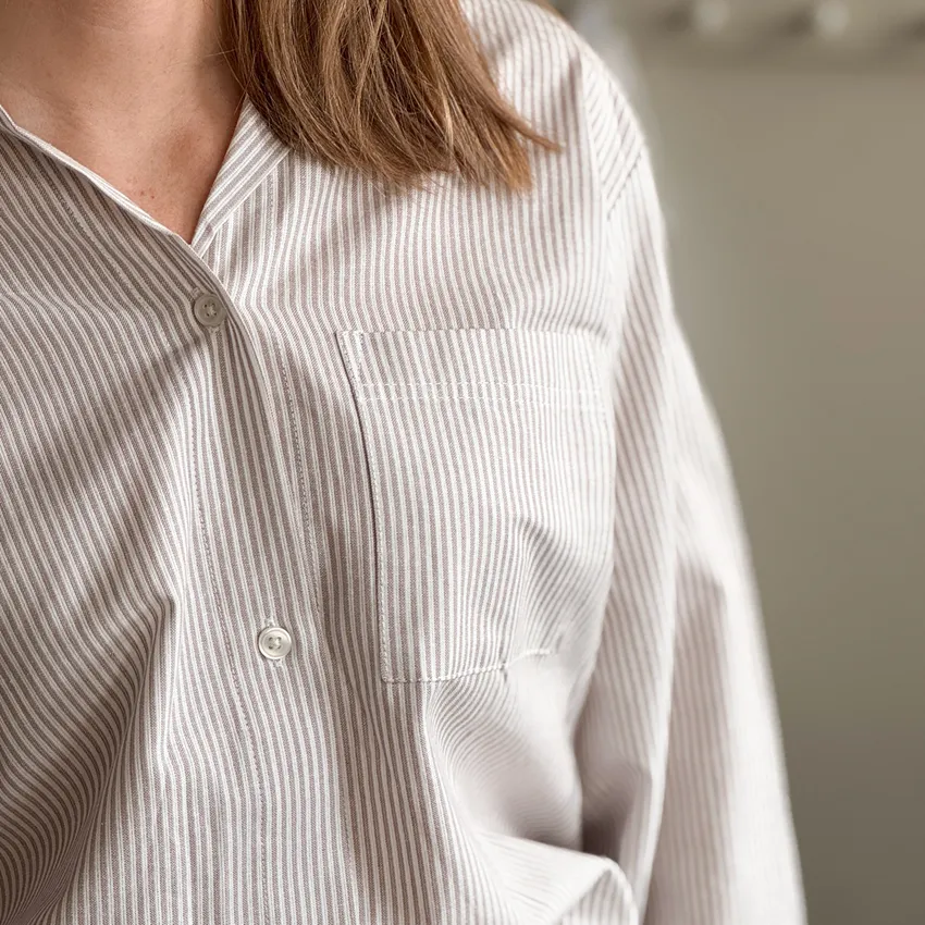 Pyjama Set Runmarö, 2-parts, Linen/White