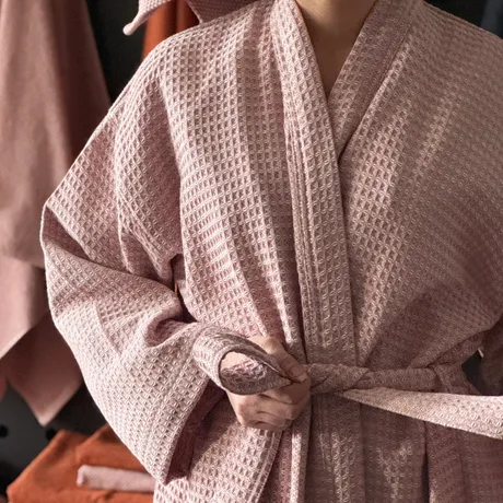 Recycled Bathrobe Wilma, Light Pink/Beige