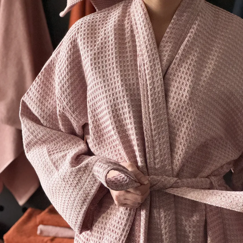 Recycled Bathrobe Wilma, Light Pink/Beige