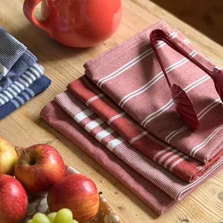 Recycled Tea Towel Recycling, 4-assorted, Rust/White