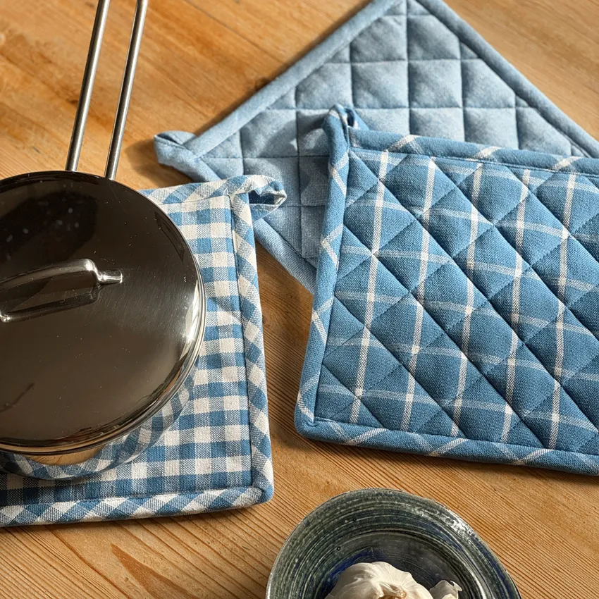 Recycled Pot Holder Recycling, 3-Assorted, Light Blue/White