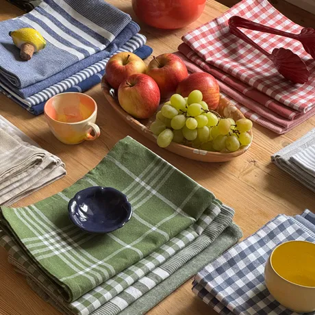 Recycled Tea Towel Recycling, 4-assorted, Green/White