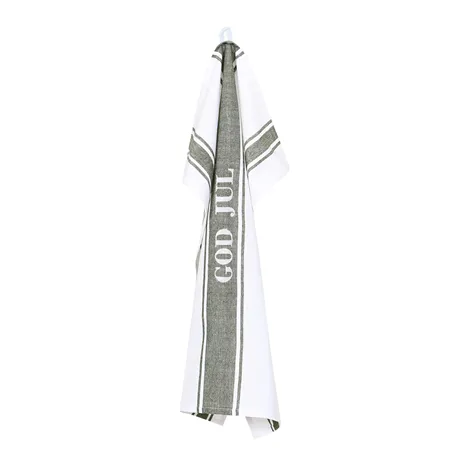 Recycled Tea Towel God Jul, Olive Green/White