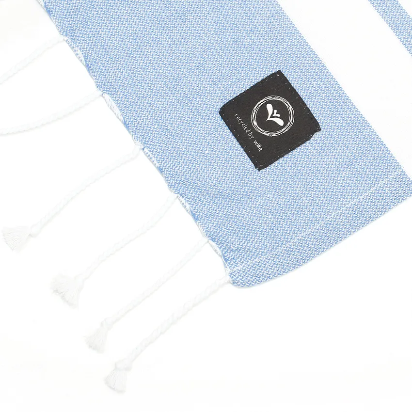 Recycled Bath Sheet Hamam Alma, Light Blue/White