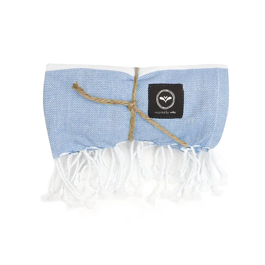 Recycled Bath Sheet Hamam Alma, Light Blue/White