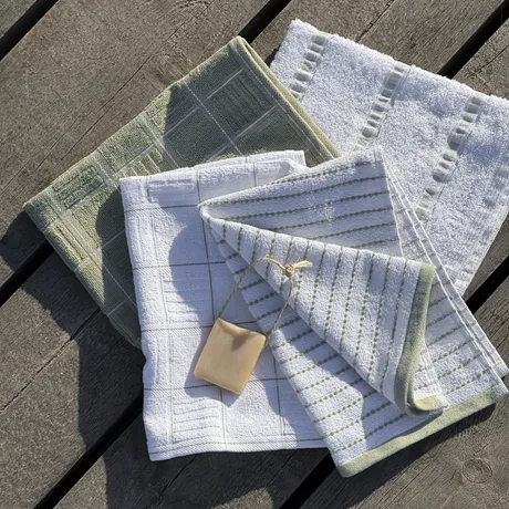 Hand Towel Visby, 4-assorted, Green/White