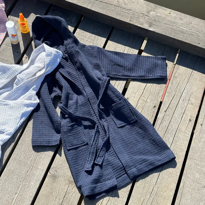 Recycled Children's Bathrobe Wilma, Navy Blue