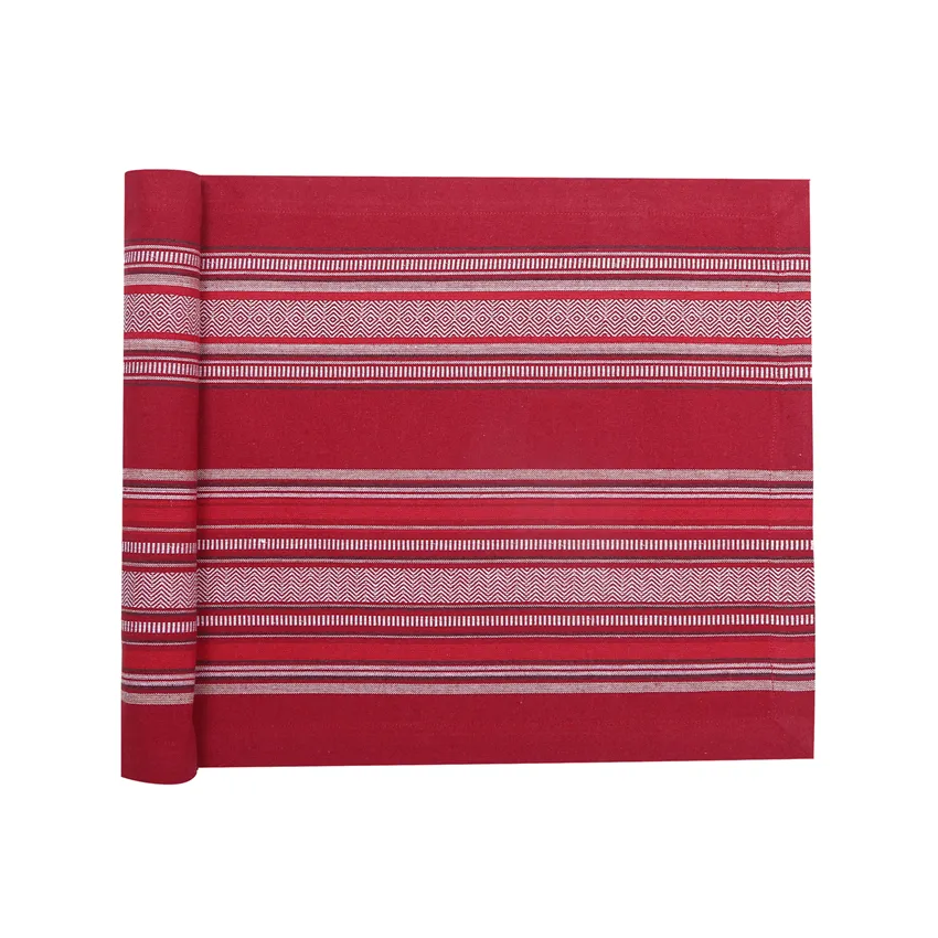 Recycled Table Runner Boda, Dark Red/Red