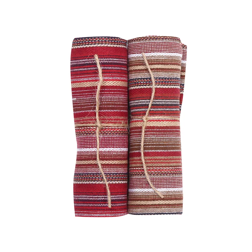 Recycled Tea Towel Recycling Goa, 2-assorted, Dark Red Multi