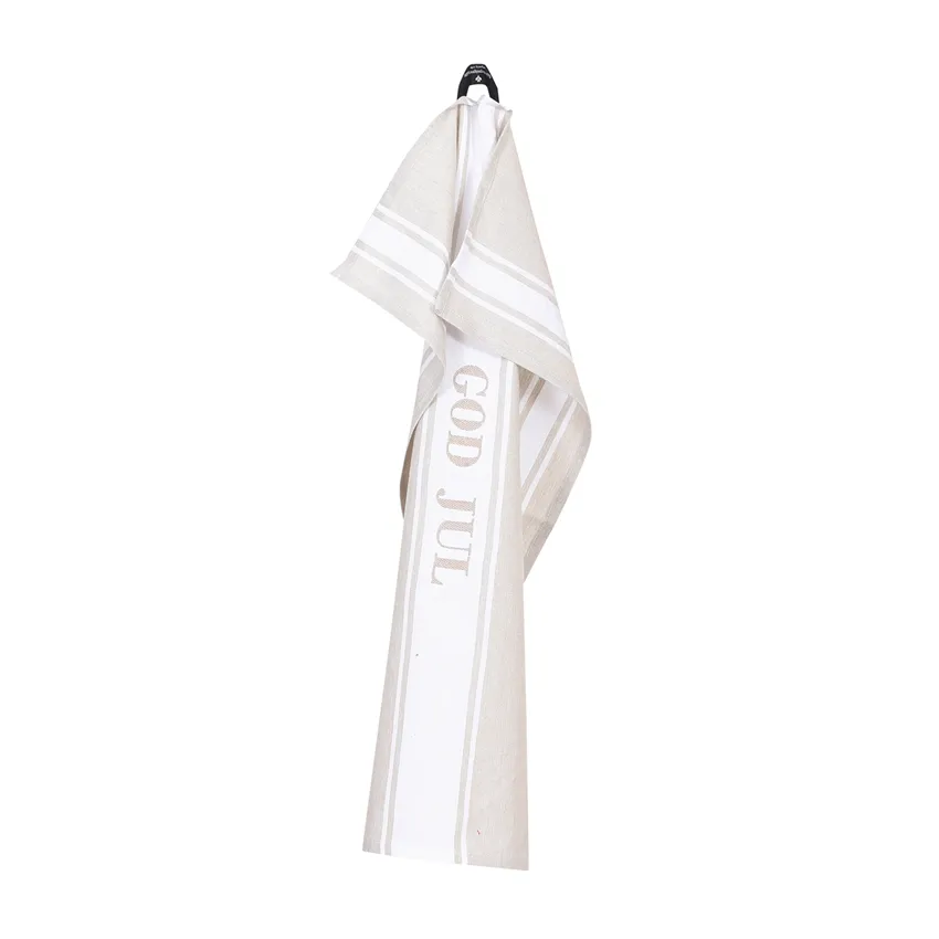 Recycled Tea Towel God Jul, Linen/White