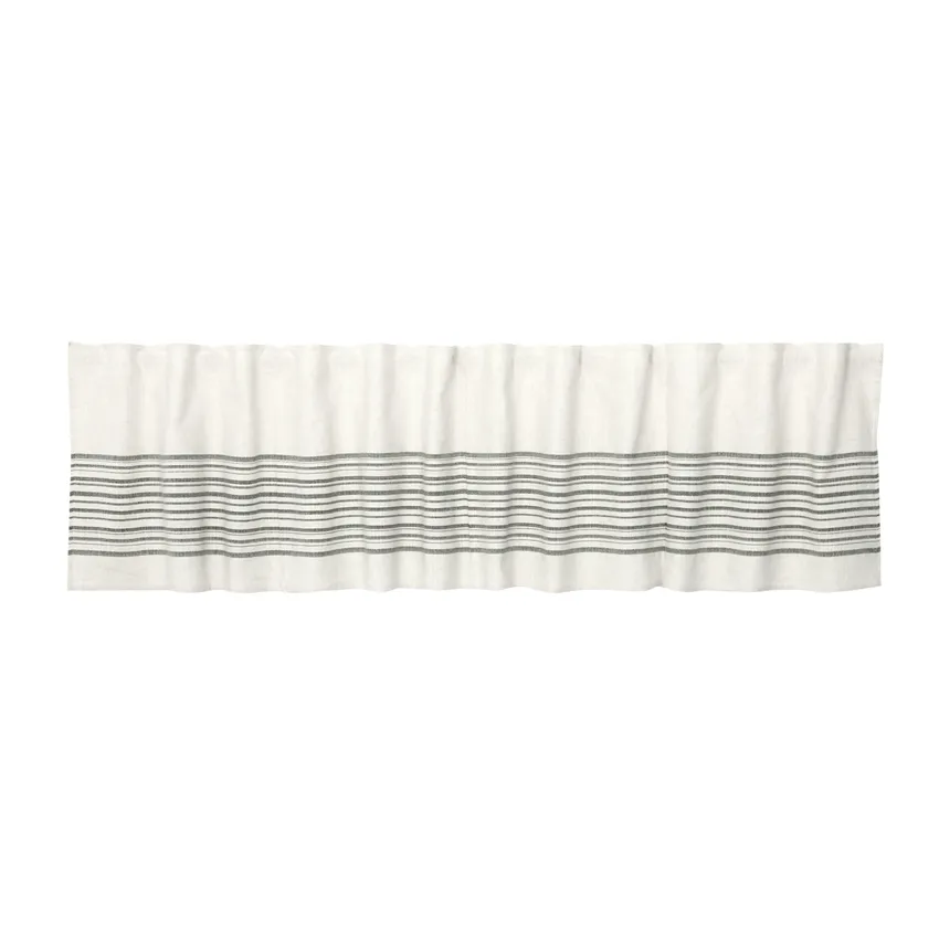 Recycled Curtain Valance Charles, Ecru/Olive Green