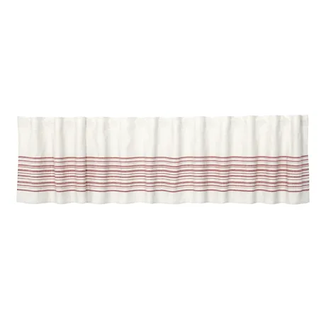 Recycled Curtain Valance Charles, Ecru/Dark Red