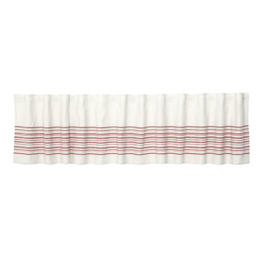 Recycled Curtain Valance Charles, Ecru/Dark Red