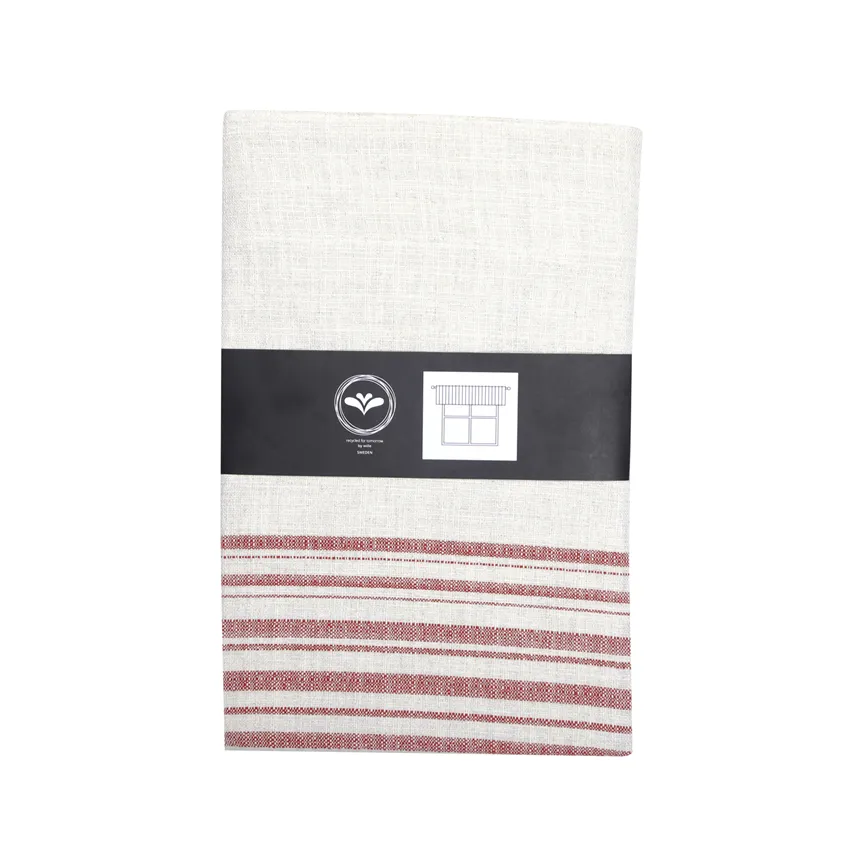 Recycled Curtain Valance Charles, Ecru/Dark Red