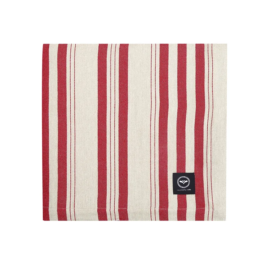 Recycled Tablecloth Isabell, Linen/Dark Red