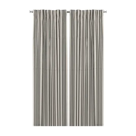 Recycled Curtain Panel 2-pack Isabell, Linen/Olive Green