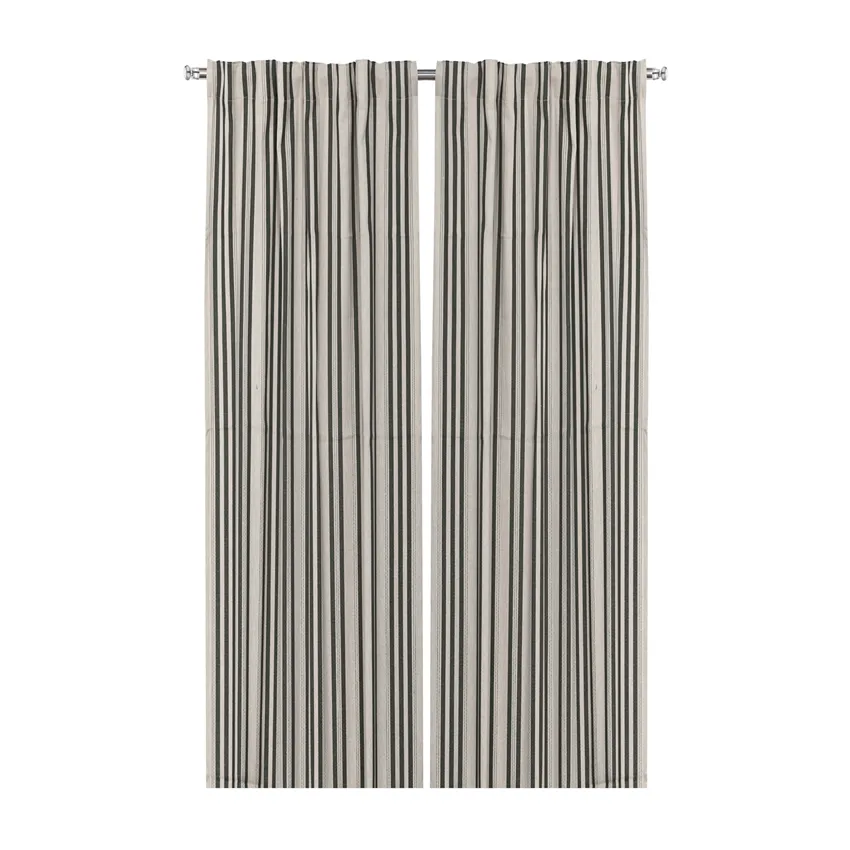 Recycled Curtain Panel 2-pack Isabell, Linen/Olive Green