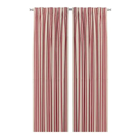 Recycled Curtain Panel 2-pack Isabell, Linen/Dark Red
