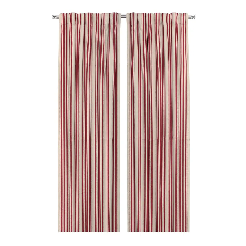 Recycled Curtain Panel 2-pack Isabell, Linen/Dark Red