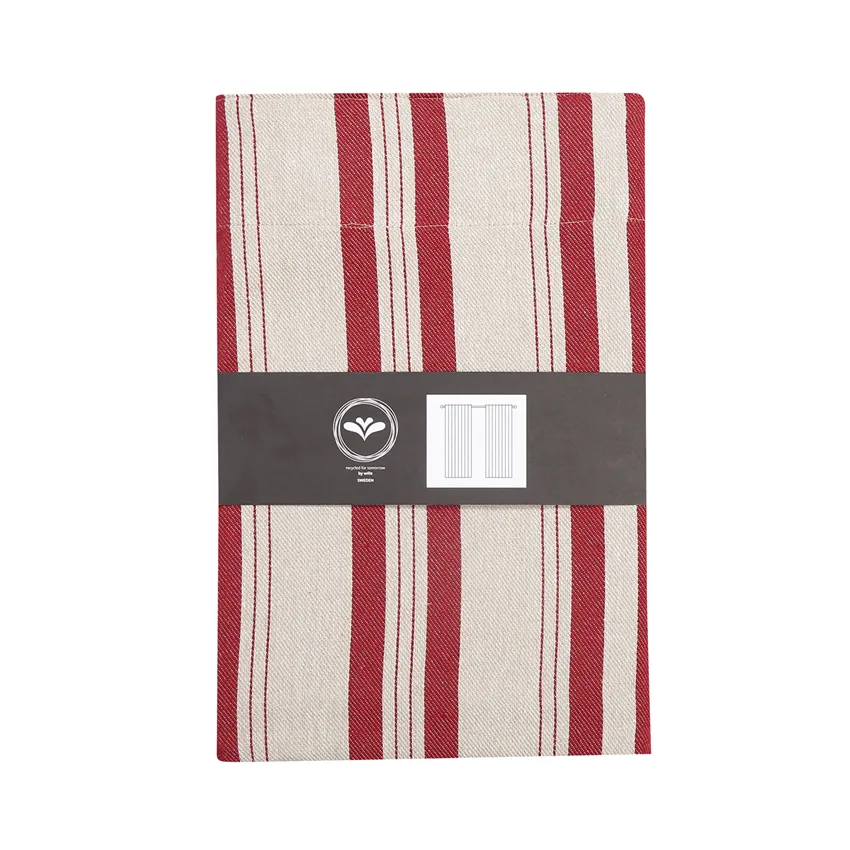 Recycled Curtain Panel 2-pack Isabell, Linen/Dark Red