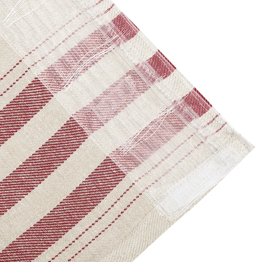 Recycled Curtain Panel 2-pack Isabell, Linen/Dark Red
