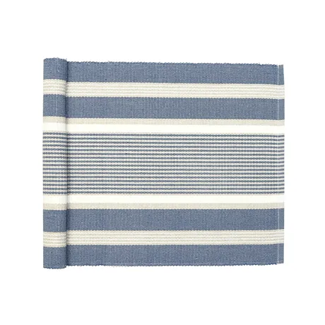 Recycled Table Runner Greta, Grey Blue/Linen