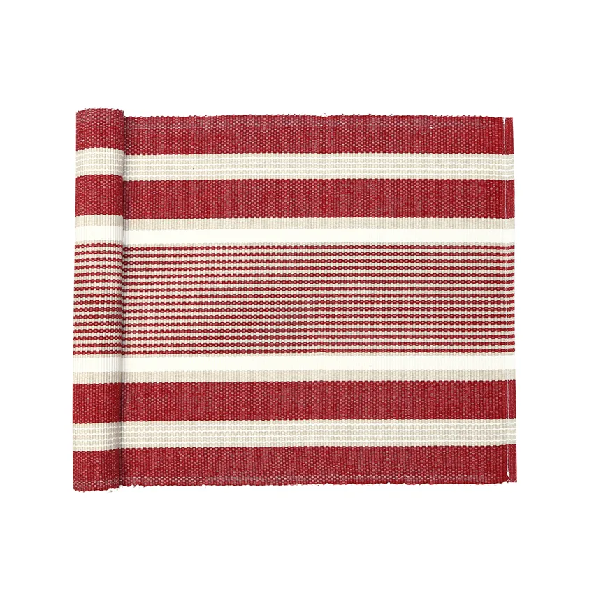 Recycled Table Runner Greta, Dark Red/Linen