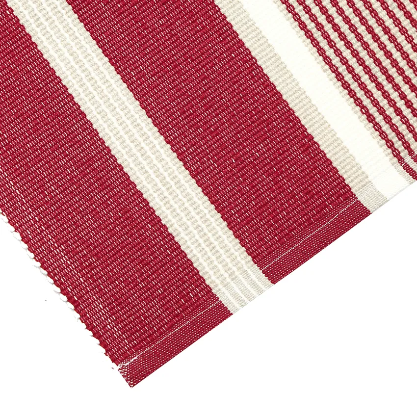 Recycled Table Runner Greta, Dark Red/Linen