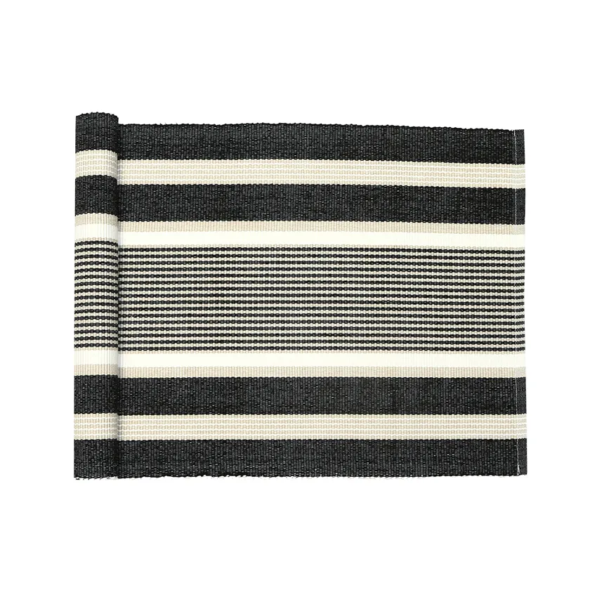 Recycled Table Runner Greta, Black/Linen