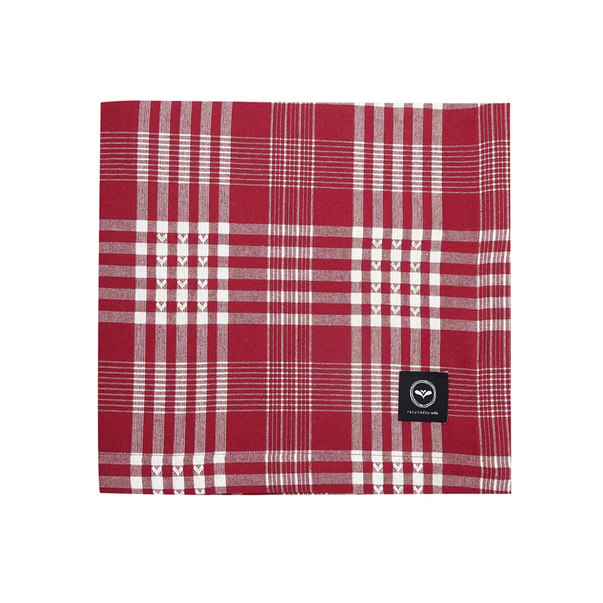 Recycled Tablecloth Mimmi, Dark Red/Beige