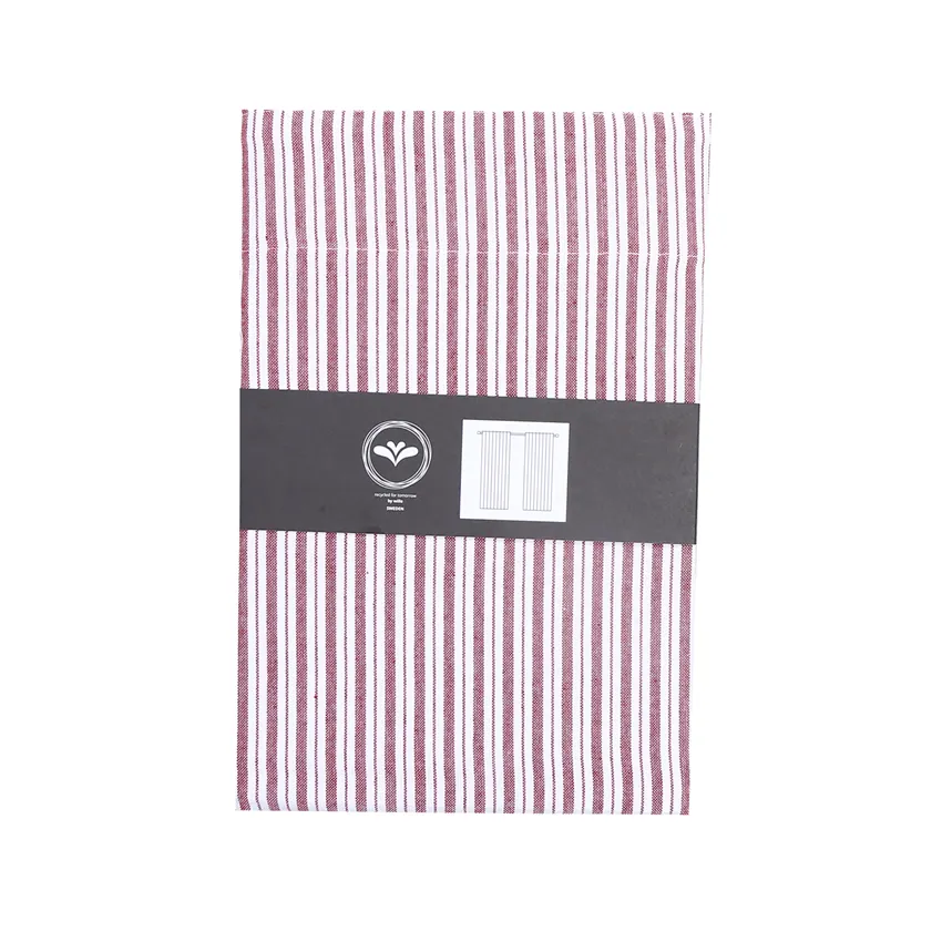 Recycled Curtain Panel 2-pack Alf, Dark Red/White