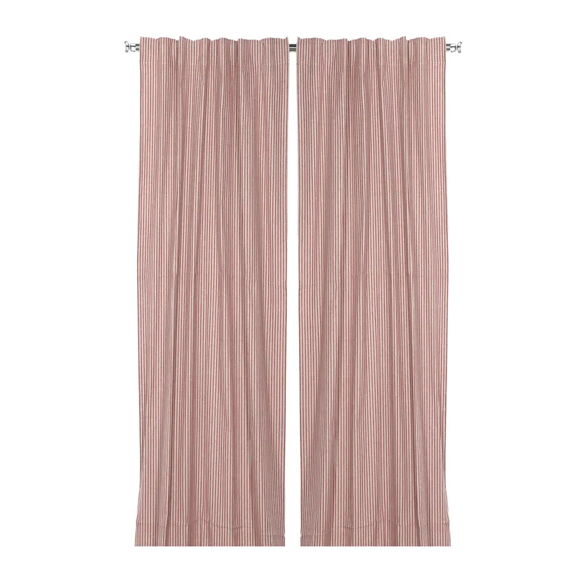 Recycled Curtain Panel 2-pack Alf, Dark Red/Linen