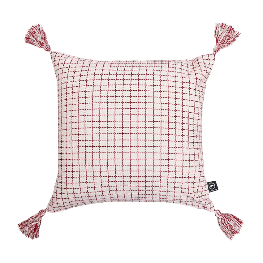 Recycled Cushion Cover Lova, Linen/Dark Red