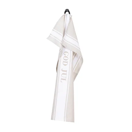 Recycled Tea Towel God Jul, Linen/White