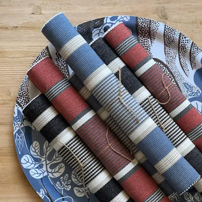 Recycled Table Runner Greta, Rust/Dark Grey