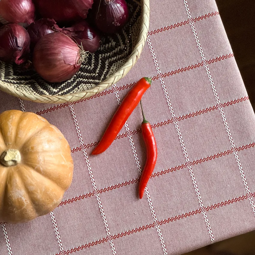 Recycled Tablecloth Nora, Rust/Beige