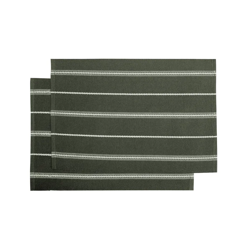 Recycled Placemat 2-pack Herman, Olive Green/White