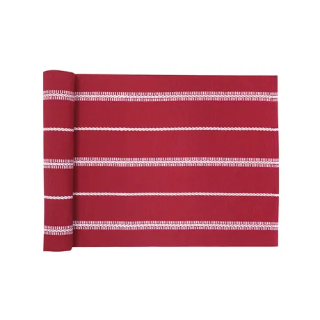 Recycled Table Runner Herman, Dark Red/White