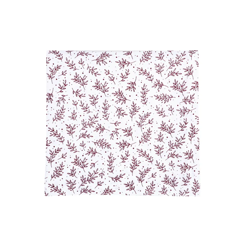 Recycled Tablecloth Flora, White/Dark Red