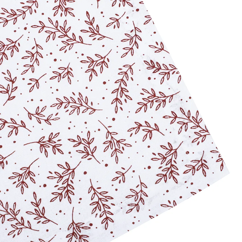 Recycled Tablecloth Flora, White/Dark Red