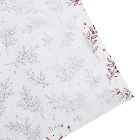 Recycled Curtain Valance Flora, White/Dark Red