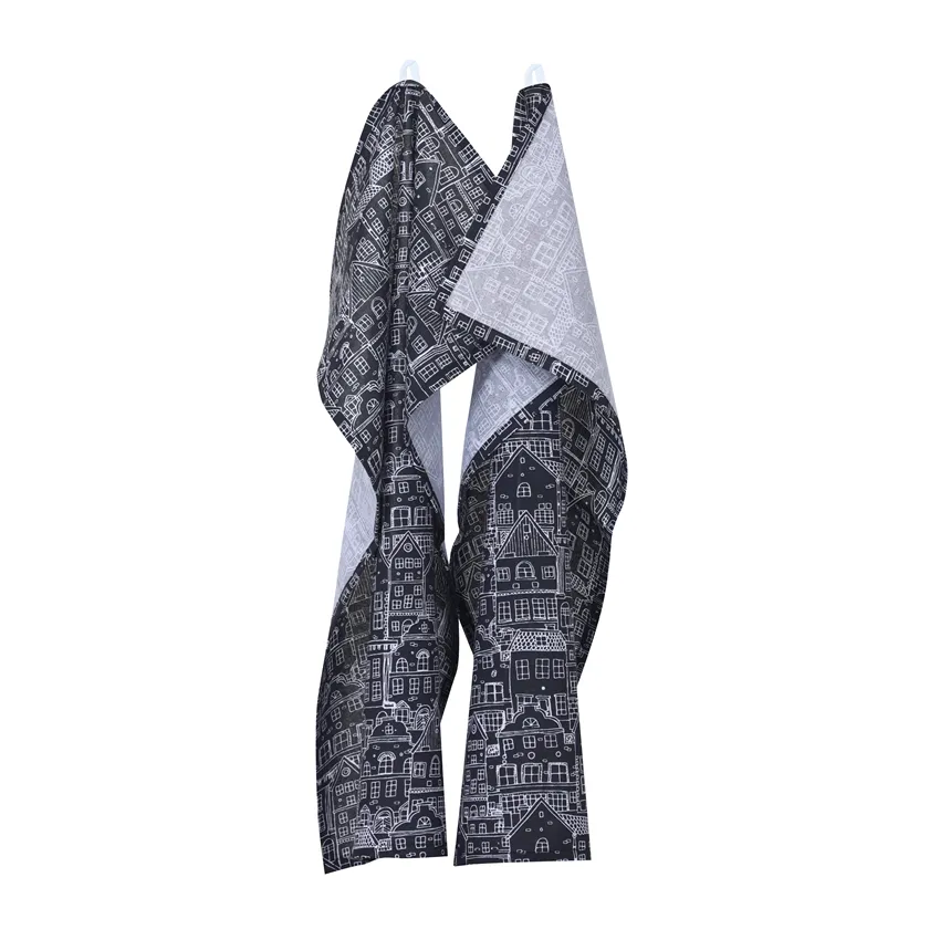 Recycled Tea Towel 2-pack Gustav, Black/White