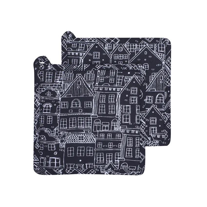 Recycled Pot Holder 2-pack Gustav, Black/White