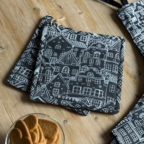 Recycled Pot Holder 2-pack Gustav, Black/White