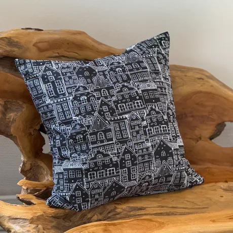 Recycled Cushion Cover Gustav, Black/White