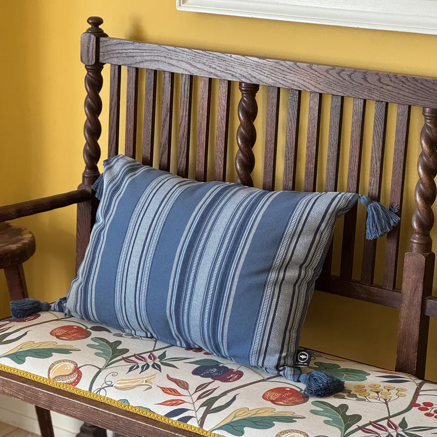 Recycled Cushion Cover Boda, Grey Blue/Dark Blue