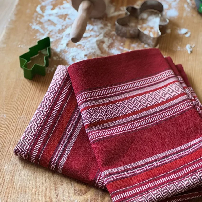 Recycled Tea Towel 2-pack Boda, Dark Red/Red