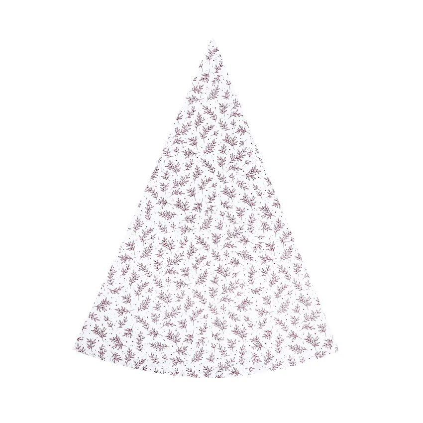 Recycled Round Tablecloth Flora, White/Dark Red