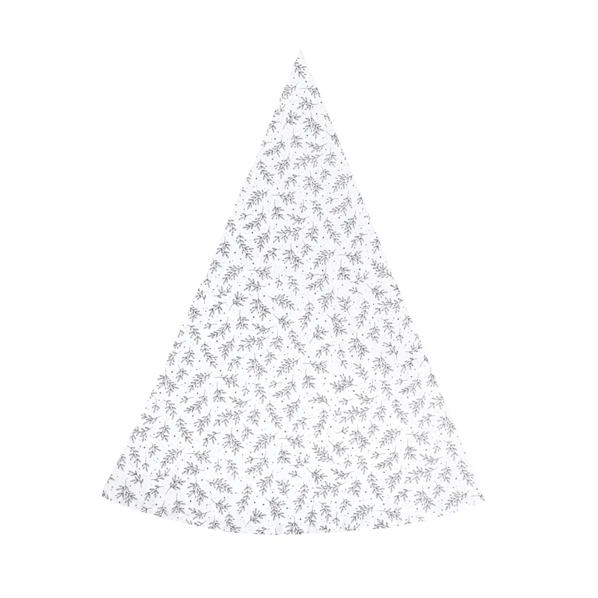 Recycled Round Tablecloth Flora, White/Dark Grey